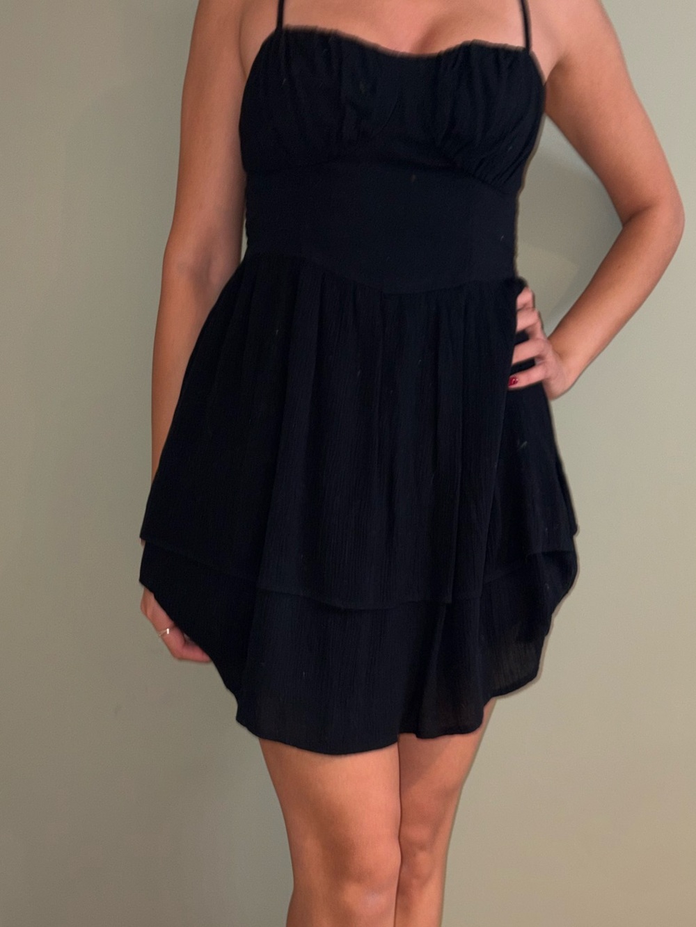 Hollister Black Spaghetti-Strap Layered Mini Dress